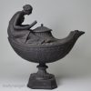 Wedgwood basalt figural oil lamp, circa 1820