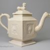 Staffordshire white saltglaze stoneware teapot, circa 1750