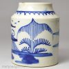 Pearlware pottery mustard pot decorated in blue under the glaze, circa 1800