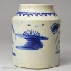 Pearlware pottery mustard pot decorated in blue under the glaze, circa 1800