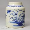 Pearlware pottery mustard pot decorated in blue under the glaze, circa 1800