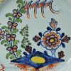 London delft polychrome plate, circa 1760