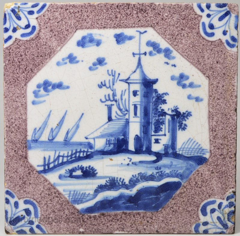 London delft tile, circa 1740