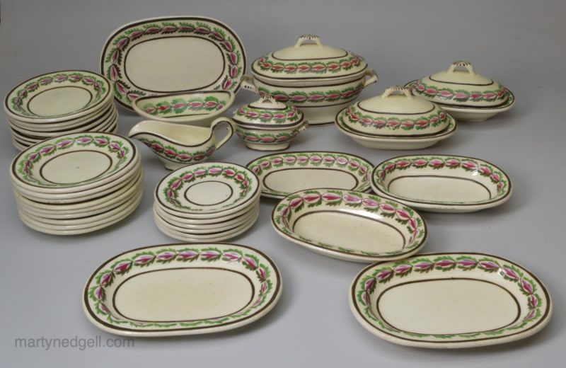 40 piece creamware pottery toy service, circa 1800