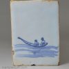 Liverpool delft flower brick painted blue, circa 1750