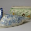 Pearlware pottery dove tureen decorated with colours under the glaze, circa 1800