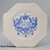 London delft Merryman plate '#5 But if his wife doth frowne', circa 1690