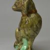 Pearlware pottery Spaniel decorated with colours under the glaze, circa 1790