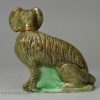 Pearlware pottery Spaniel decorated with colours under the glaze, circa 1790