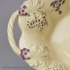 Creamware pottery basket decorated with purple floral sprays, circa 1770