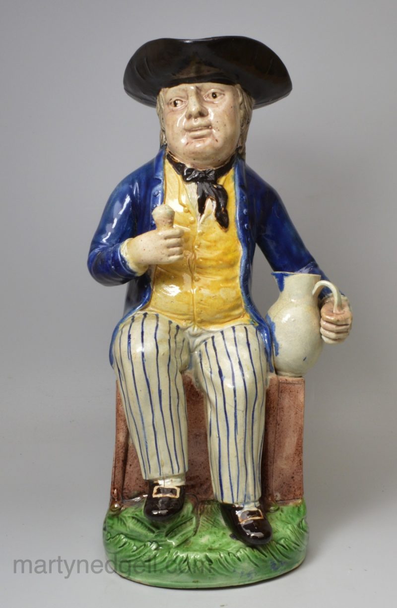 Creamware pottery sailor Toby jug, circa 1780, Wood type