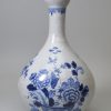 Dublin or Liverpool delft bottle painted in blue with the war bonnet pattern, circa 1750