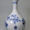 Dublin or Liverpool delft bottle painted in blue with the war bonnet pattern, circa 1750