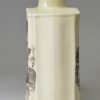 Creamware pottery tea canister printed with 'The Tea Party', circa 1780