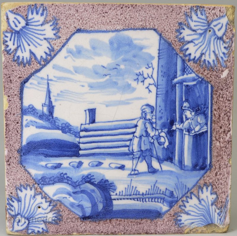 London delft tile, circa 1740