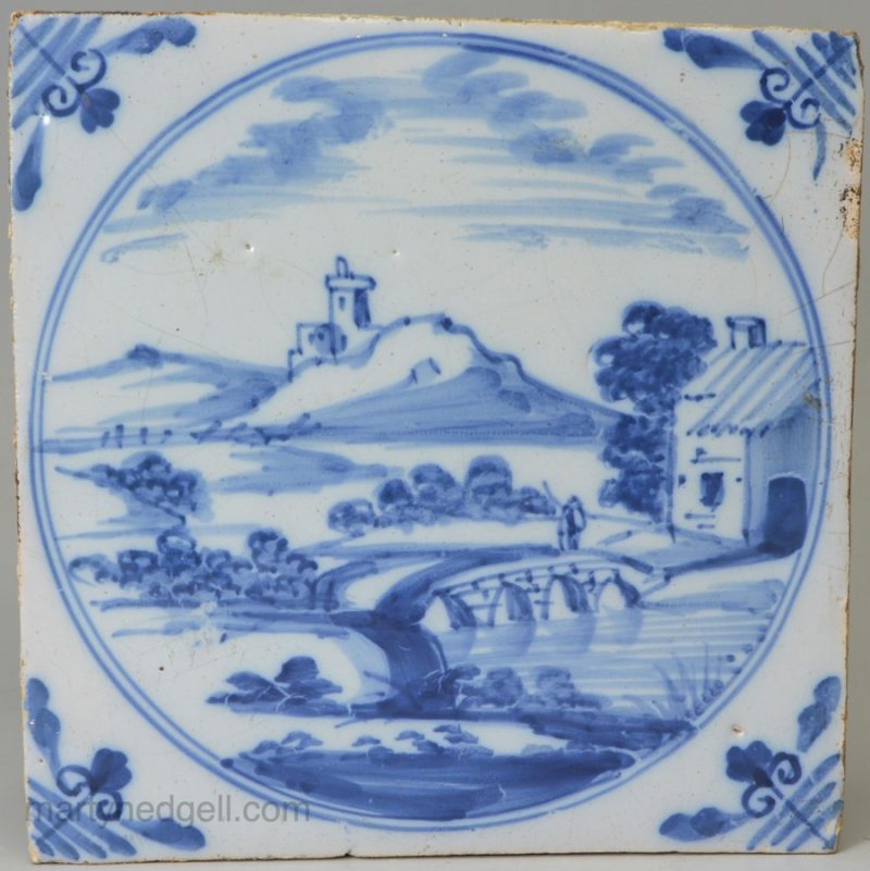 London delft tile, circa 1750