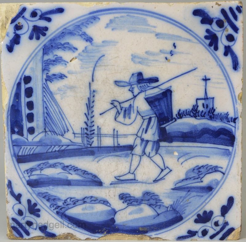 London delft tile, circa 1750