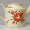 Creamware pottery lidless teapot, circa 1780