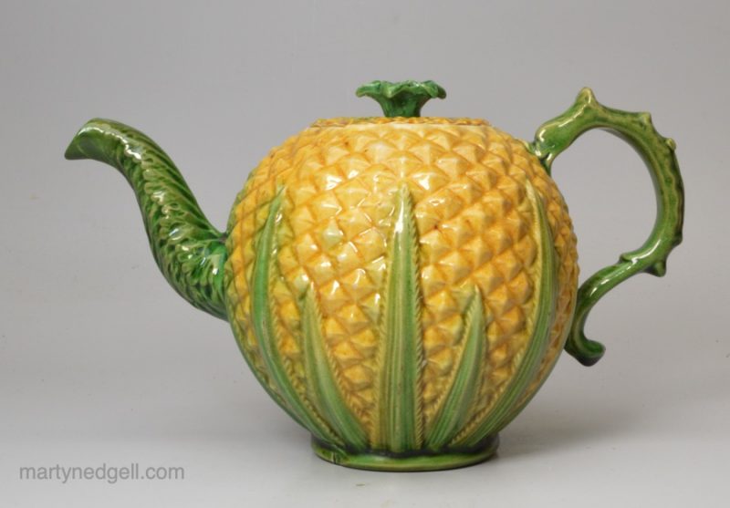 Staffordshire creamware pottery pineapple shaped teapot, circa 1770, possibly Thomas Whieldon