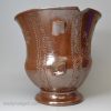 Derbyshire brown saltglaze stoneware loving cup dated 1792, probably Belper or Crich Pottery