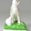 Staffordshire porcelain cat and kitten, circa 1820