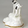 Staffordshire porcelain Dalmatian on a rocky base, circa 1840