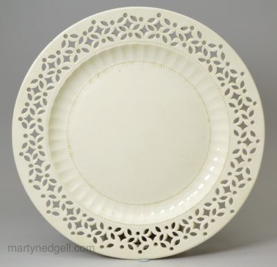 Creamware pottery pierced plate, circa 1780