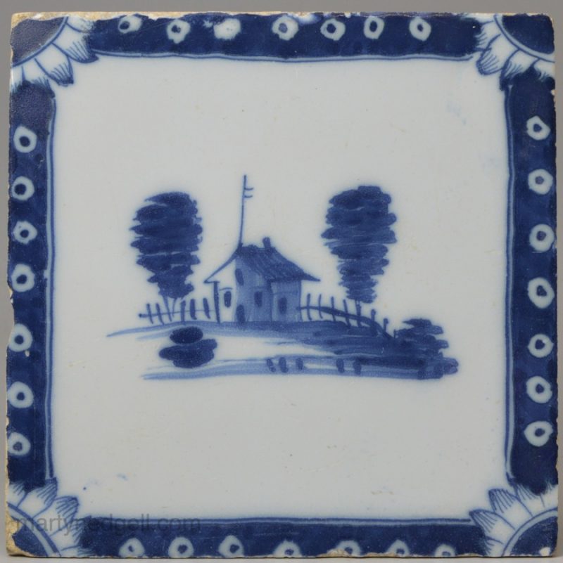 Liverpool delft tile decorated in blue, circa 1760