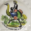 Pearlware pottery child's plate 'OSTRICH CARRYING A NEGRO', circa 1830