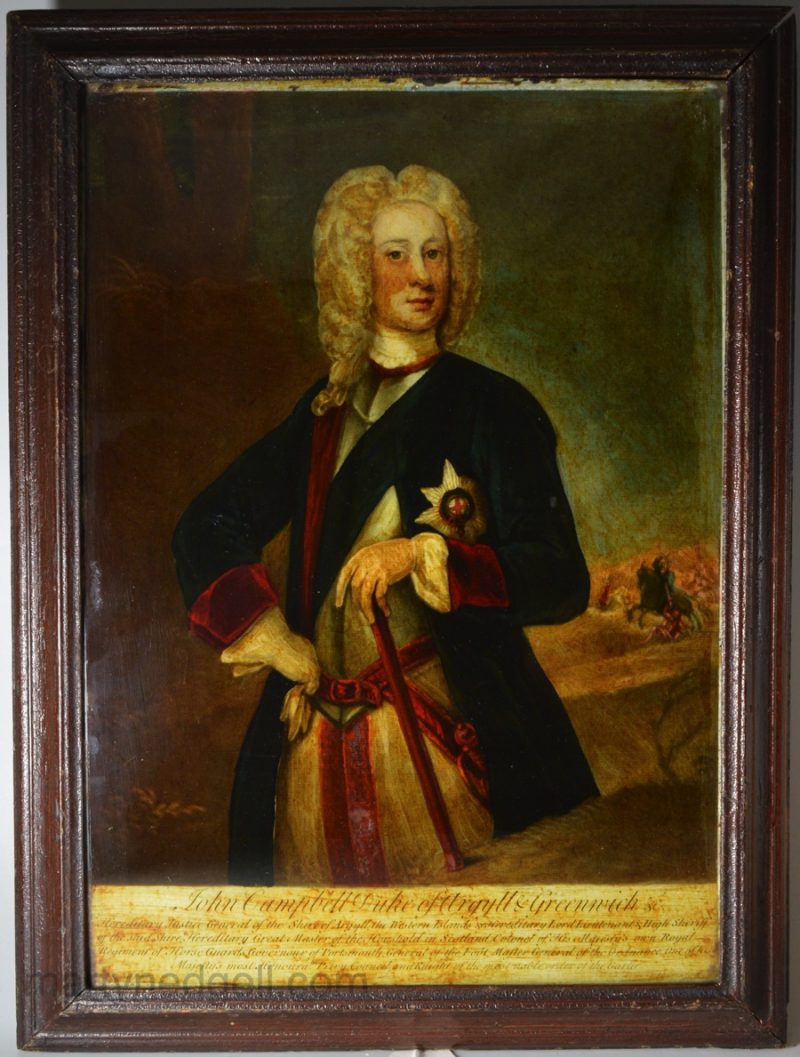 Reverse print portrait of John Campbell Duke of Argyll & Greenwich (Lord Lorne), circa 1755