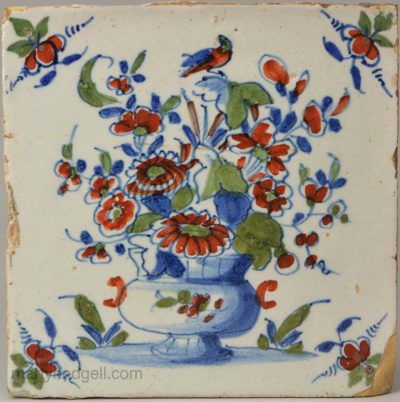 London polychrome delft tile, circa 1730