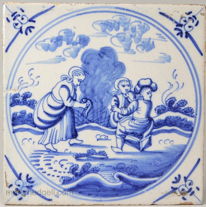 Dutch Delft biblical tile, circa 1750