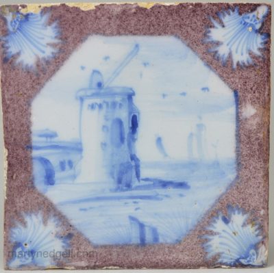 London delft tile, circa 1740