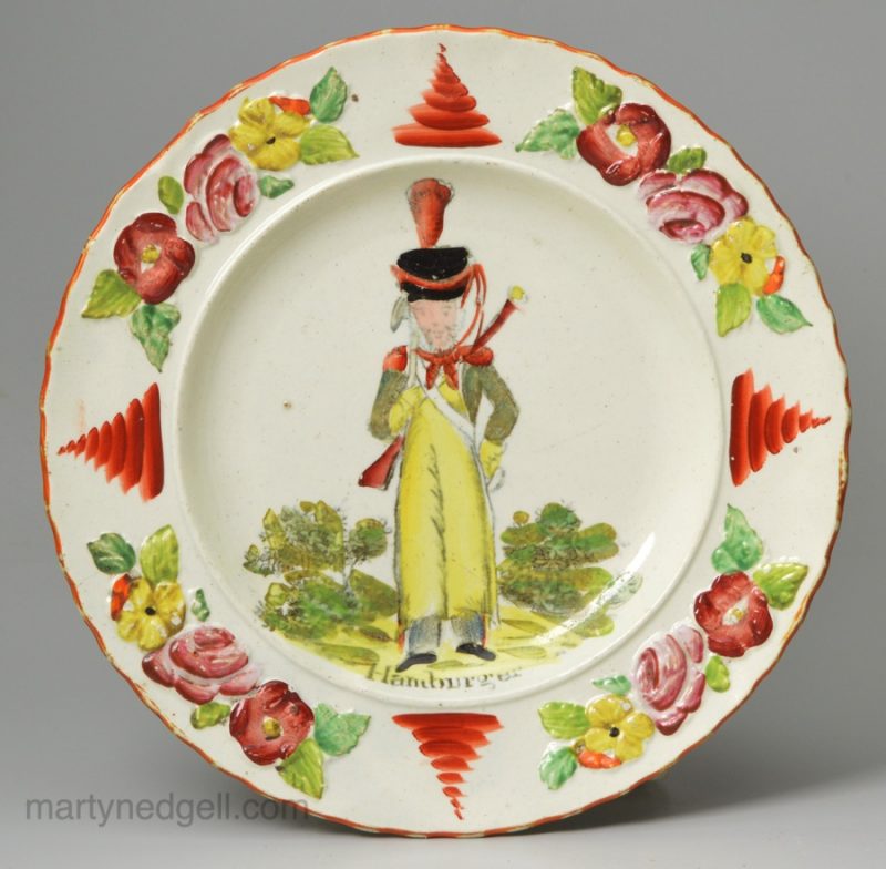 Pearlware pottery child's plate 'Hamburger', circa 1820