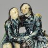 Creamware figure of the Lovers decorated with colours under the glaze, circa 1760