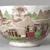 Pearlware pottery bowl printed with a steam locomotive 'MAIL', circa 1850