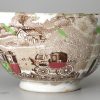 Pearlware pottery bowl printed with a steam locomotive 'MAIL', circa 1850