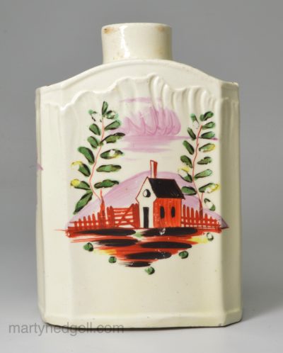 Creamware pottery tea canister, circa 1770