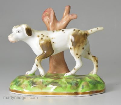 Staffordshire porcelain model of a pointer, circa 1830