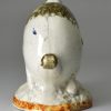 Pearlware pottery rabbit decorated with colours under the glaze, circa 1790