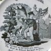 Pearlware pottery child's plate 'GOING TO SCHOOL', circa 1820