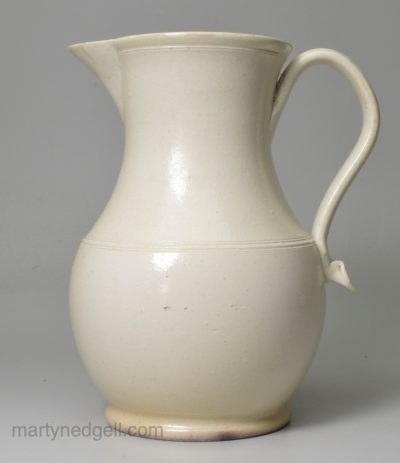 Staffordshire white salt glaze serving jug, circa 1750