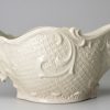 Staffordshire white saltglaze stoneware large sauce boat, circa 1760