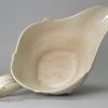 Staffordshire white saltglaze stoneware large sauce boat, circa 1760