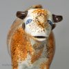 Prattware pottery cow creamer with blue eyes, circa 1820, possibly St. Anthony's Pottery Newcastle