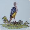 Bristol delft tile, decorated with a fazackerly styled bird and bianco sopra bianco borders, circa 1750