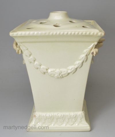 Creamware pottery bough pot, circa 1780, probably Leeds Pottery