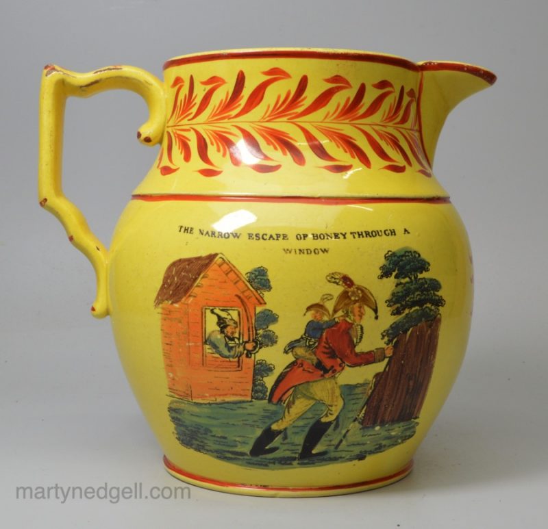 Canary yellow Napoleonic war Russia Campaign commemorative jug, circa 1812