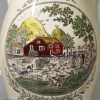 Creamware pottery jug printed with 'THE FARMYARD', circa 1780