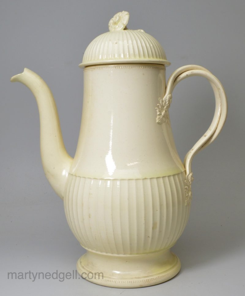 Creamware pottery coffee pot, circa 1770 probably Leeds Pottery